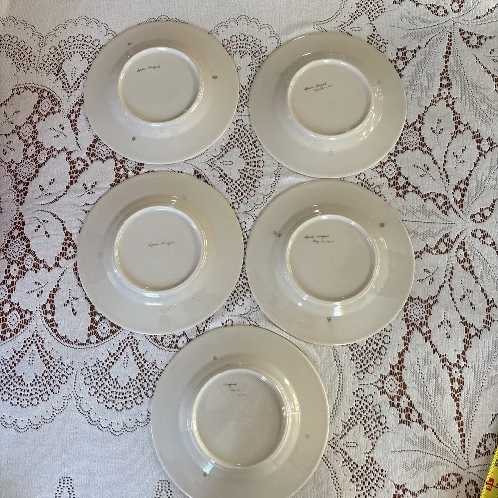Vintage Hand Painted Fruits‎ Salad, Lunch, Display Plates 50's Louise Hanford